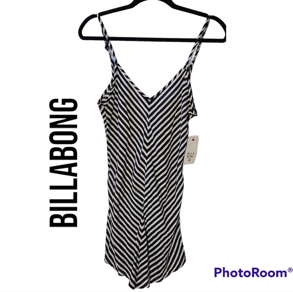 NWT Billabong black white striped slinky romper juniors size M